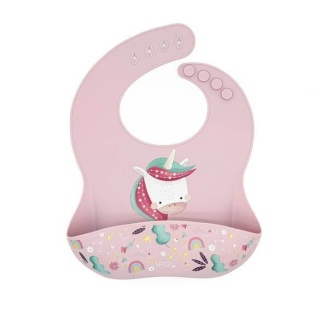 Różowy Śliniak Silikonowy z kieszonką SASSI Jednorożec