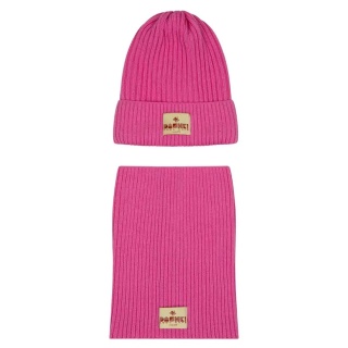 Różowy Komplet Czapka i Komin Dashki Merino Crew Bubble Gum Pink - S