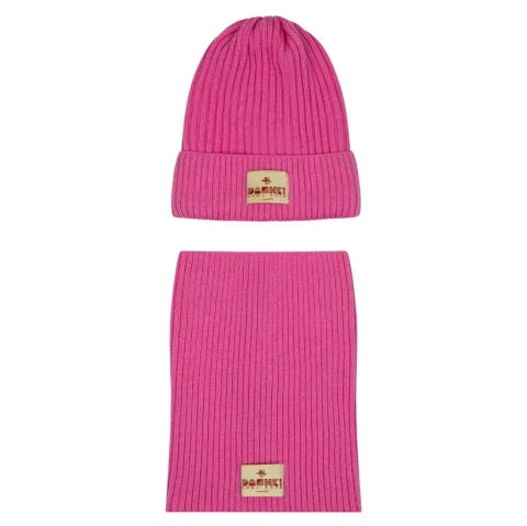 Różowy Komplet Czapka i Komin Dashki Merino Crew Bubble Gum Pink - S