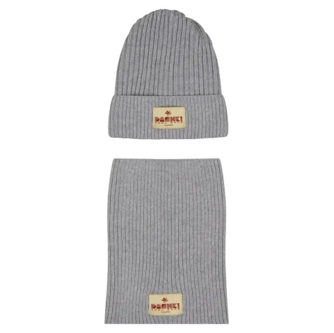 Szary Komplet Czapka i Komin Dashki Merino Crew Grey - S