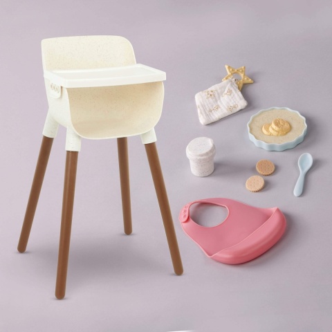Krzesełko do karmienia lalki LullaBaby z akcesoriami elementy zestawu
