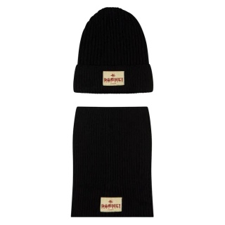 Czarny Komplet Czapka i Komin Dashki Merino Crew Black - S