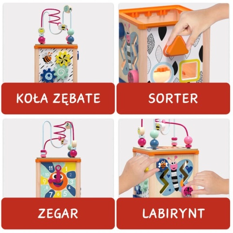 Kostka Edukacyjna Topbright z Sorterem i Labiryntem zegar