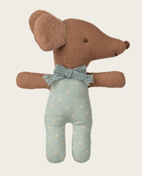 Niebieska Myszka Sleepy Wakey Baby Maileg w Pudełku Zapałek otwarte oczy