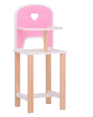 Różowe drewniane krzesełko Baby Rose dla lalek 35-45 cm