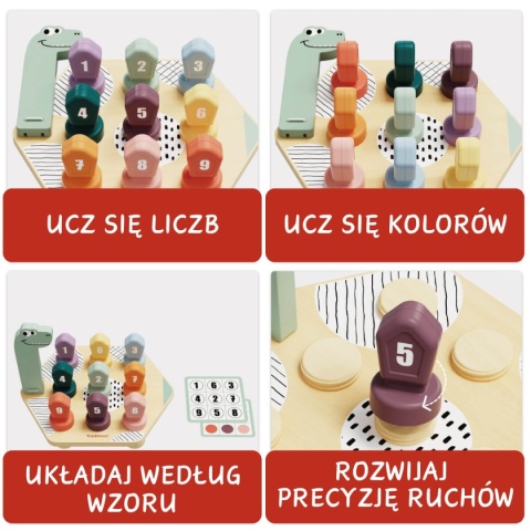 Gra do Nauki Kolorów i Liczb Topbright Happy Dino Twist nauka precyzji ruchów