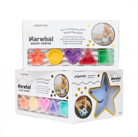 Morski Sorter Kształtów Jellystone Pastel silikonowy wieloryb w opakowaniu