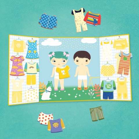 Naklejki wielokrotnego użytku Djeco ubrania możliwości ubioru
