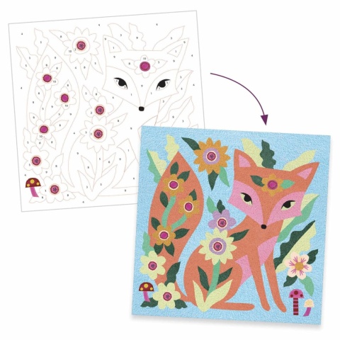 Zestaw artystyczny z piaskiem Djeco światła ogrodu naniesiony piasek