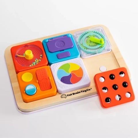 Sensoryczna kostka Tęczowe Kółeczko - Play Tab Fat Brain Toys
