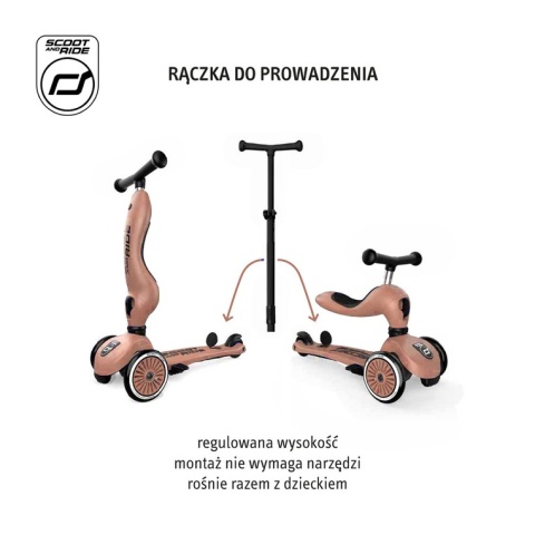 Mocha Highwaykick 1 Push and Go SCOOTANDRIDE 2w1 regulacja wysokości rączki