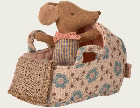 Różowe Nosidło dla Myszek Maileg w Kwiaty z myszką