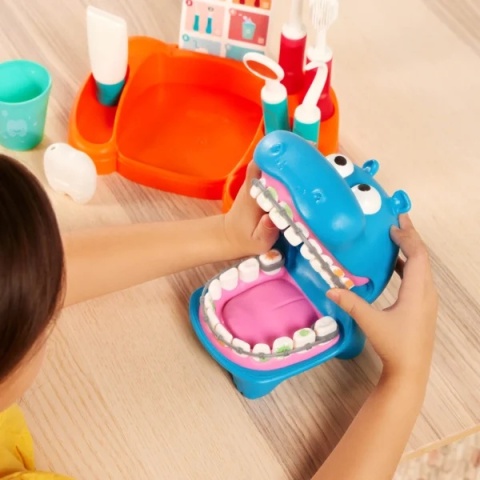 Zestaw do nauki mycia zębów i zabawy w dentystę Hipopotam