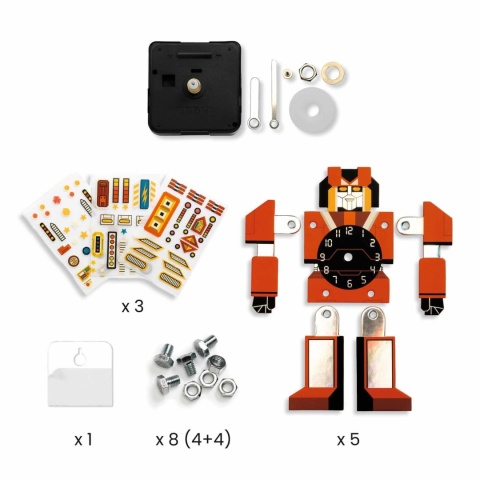 Zestaw do samodzielnego tworzenia Djeco Zegar Robot  elementy