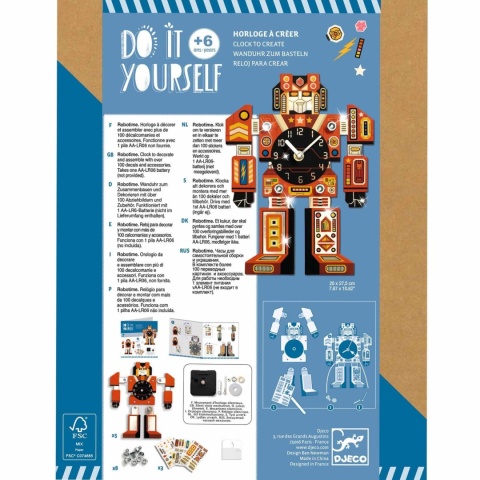 Zestaw do samodzielnego tworzenia Djeco Zegar Robot tył opakowania