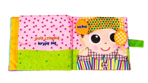 Sensoryczna książka JollyBaby odkrywam części ciała czapka