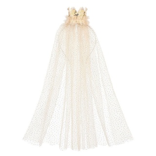 Opaska tiara Souza! z tiulowym welonem i złotą mini koroną Chava