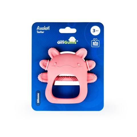 Różowy Gryzak Aksolotl GiliGums przód opakowania