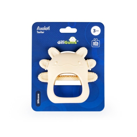 Beżowy Gryzak Aksolotl GiliGums opakowanie przód