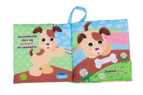Sensoryczna książka JollyBaby dzień szczeniaka środek