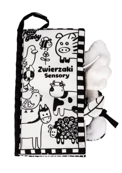 Kontrastowa książka z ogonkami JollyBaby zwierzaki zamknięta