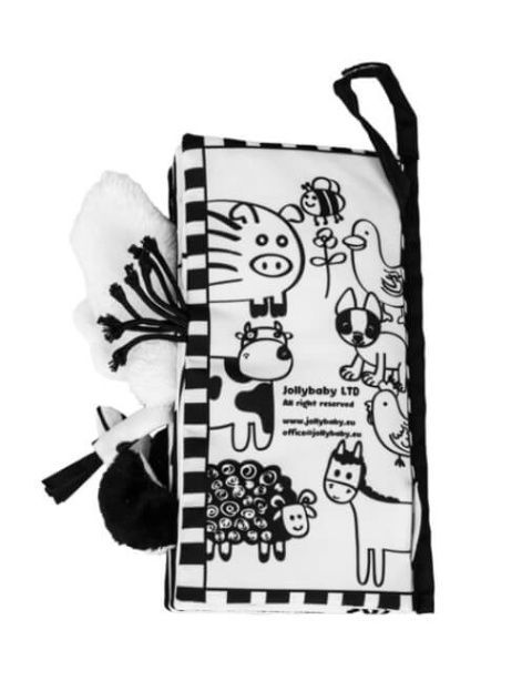 Kontrastowa książka z ogonkami JollyBaby zwierzaki tył