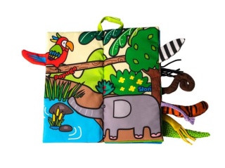 Sensoryczna książka z ogonkami JollyBaby zwierzaki dżungli