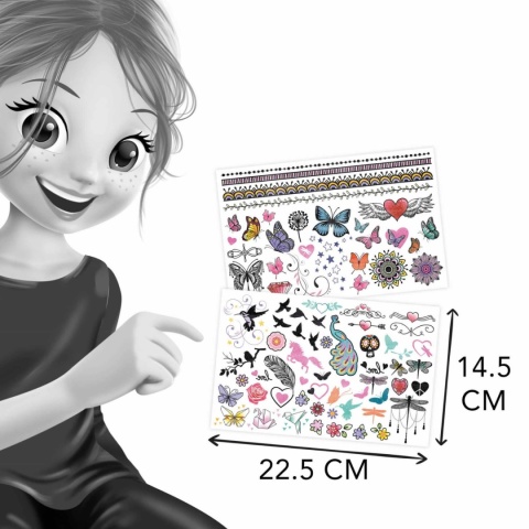 Tatuaże brokatowe Buki wymiary