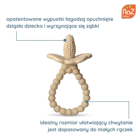 Czarny gryzak silikonowy RaZbaby z uchwytem malina wypustki