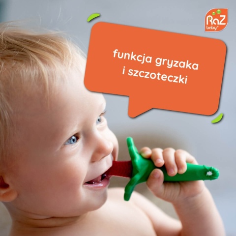 Szczoteczka silikonowa RaZbaby gryzak i masażer funkcja