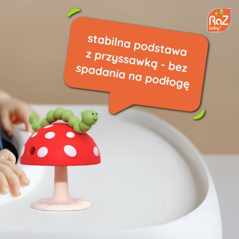 Niebieski gryzak silikonowy RaZbaby z przyssawką stabilna podstawa