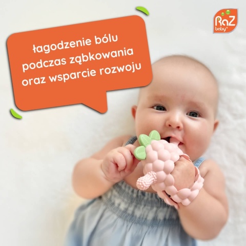 Czerwony gryzak silikonowy RaZbaby łagodzenie bólu