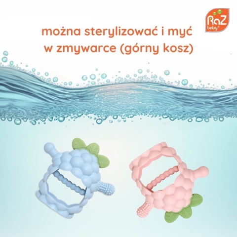 Czerwony gryzak silikonowy RaZbaby czyszczenie