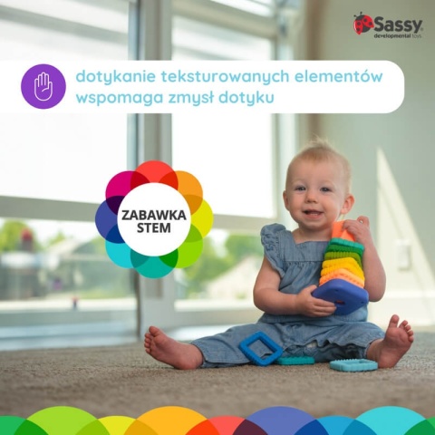Sensoryczna zabawka z klocków Sassy zakręcona wieża rozwojowe zabawki