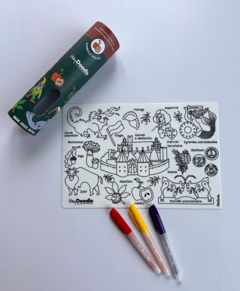 Mata silikonowa do kolorowania Hey Doodle symbole Polski