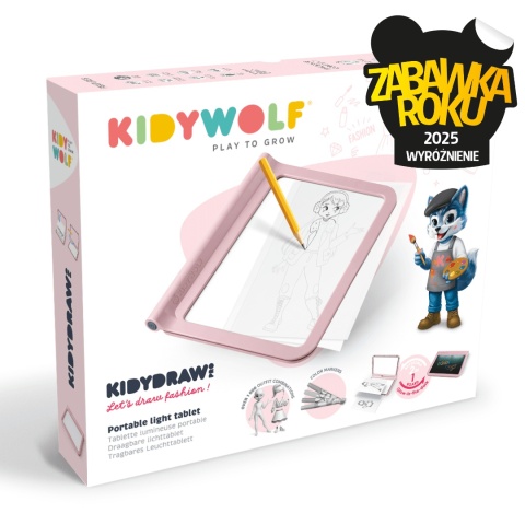 Różowy Tablet rysunkowy K-draw-pro Manga Kidywolf opakowanie