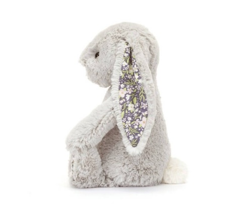 Maskotka króliczek Jellycat szary z kwiecistymi uszami bok