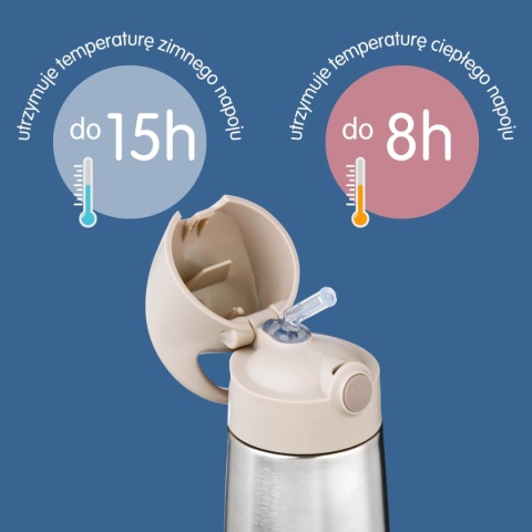 Brązowa butelka termiczna ze słomką B.Box 350 ml Latte utrzymanie temperatury
