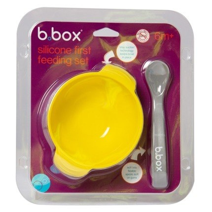 B.Box Silikonowa miseczka z przyssawką i łyżeczką Lemon Sherbet B.Box Silikonowa miseczka z przyssawką i łyżeczką Lemon Sherbet
