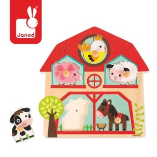 Drewniane puzzle muzyczne - Mieszkańcy Farmy - Janod