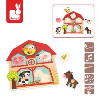Drewniane puzzle muzyczne - Mieszkańcy Farmy - Janod