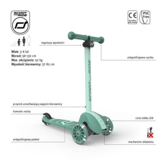 Zielona Hulajnoga Highwaykick 3S Scootandride LED z systemem sterowania 2w1