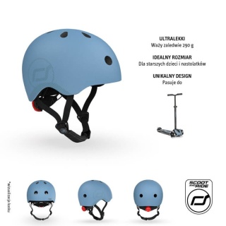 Niebieski kask Scootandride dla starszych dzieci i nastolatków M-L