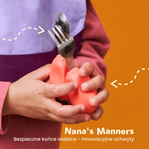 Widelec i łyżka Nana's Manners etap 2 różowy bezpieczeństwo