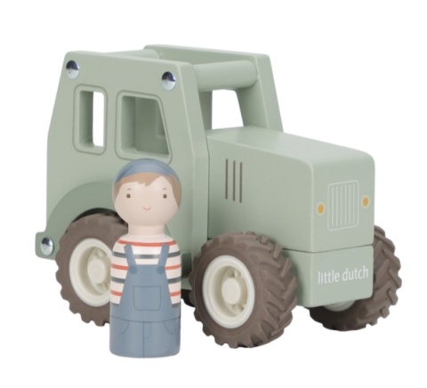 Drewniany traktor Little Dutch z farmerem
