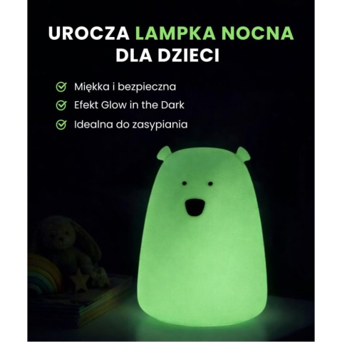 Lampka silikonowa miś duży Rabbit & Friends z pilotem bezpieczeństwo