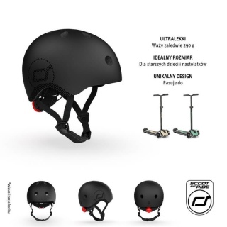 Czarny kask Scootandride dla starszych dzieci i nastolatków M-L