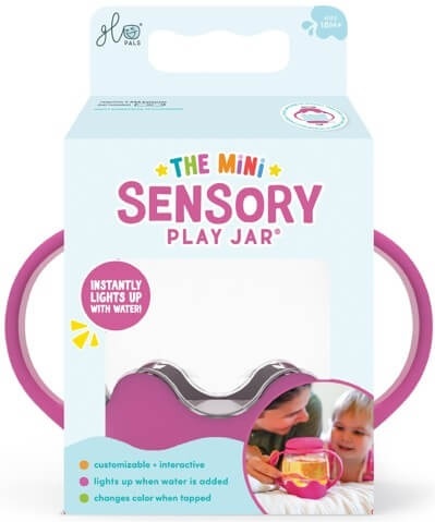 Różowy mini słoik sensoryczny Glo Pals opakowanie