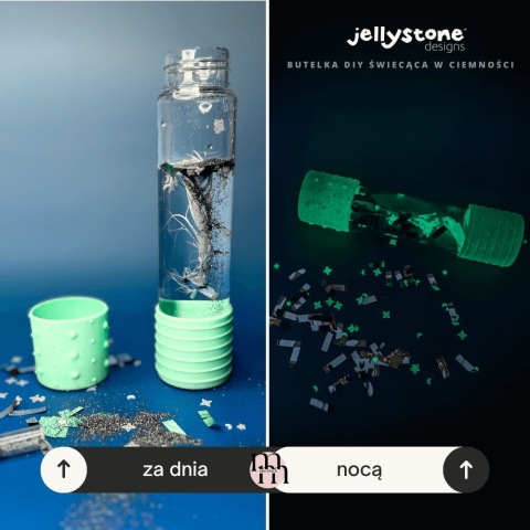 Sensoryczna butelka DIY Jellystone świecąca w ciemności - za dnia i za nocy