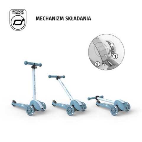 Niebieska Hulajnoga Highwaykick 3S Scootandride LED z systemem sterowania 2w1 - składanie